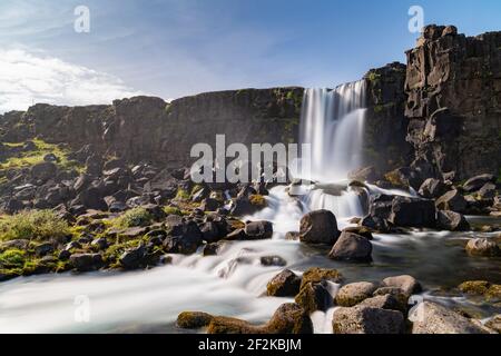 Öxararfoss Wasserfall Stockfoto