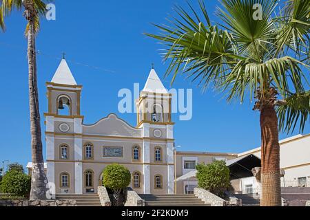 Plaza Mijares und 18th Jahrhundert Jesuiten San Jose Missionskirche von 1730 in der Stadt San José del Cabo auf der Halbinsel Baja California Sur, Mexiko Stockfoto