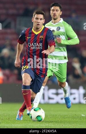 Lionel Messi vom FC Barcelona während des spanischen Cup 2013/2014 Copa del Rey zwischen FC Barcelona und Getafe am 8. Januar 2014 in Barcelona, Spanien. Foto Manuel Blondau / AOP PRESS / DPPI Stockfoto