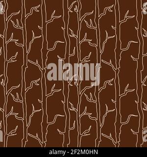 Baumzweige skizziert ein nahtloses Muster Stock Vektor