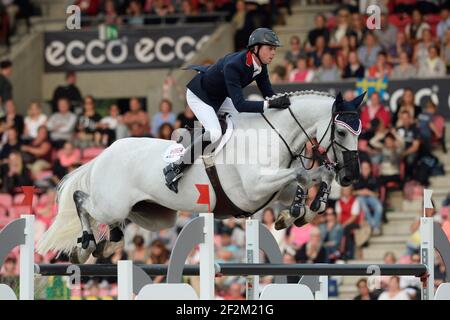 Ben MAHER aus Großbritannien auf Cella beim Mannschaftswettbewerb der Dressur- und Jumping-Europameisterschaften in Herning (Dänemark) vom 20th. Bis 25th. August 2013 - 22/08/2013 - Foto : Christophe Bricot / DPPI Stockfoto