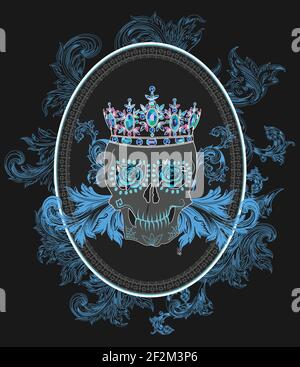 König Schädel mit Spiralen Illustration Stock Vektor