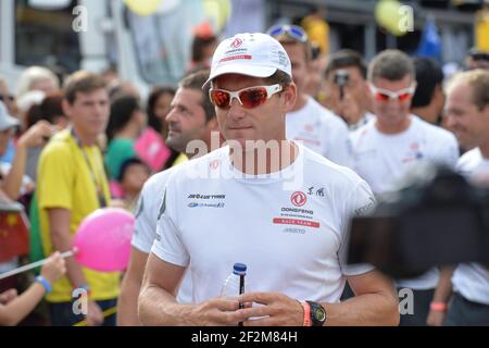 Präsentation des Dongfeng Race Teams, französischer Skipper Charles Caudrelier, vor dem Start des Volvo Ocean Race in Alicante am 11. oktober 2014 - Foto Christophe Favreau / DPPI Stockfoto