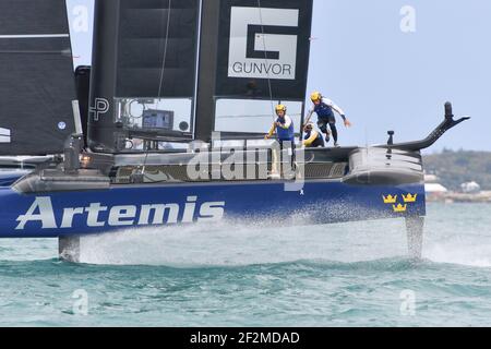 Artemis Racing of Sweden wurde von Nathan Outteridge während des Louis Vuitton America's Cup Challenger Playoff Finales 4th im Great Sound of Hamilton, Bermuda am 11th. Juni 2017 mit Skipper geführt - Foto Christophe Favreau / DPPI Stockfoto