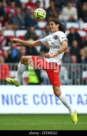 Edison Cavani von Paris SG während der französischen Meisterschaft L1 Fußballspiel zwischen Nizza und Paris Saint Germain am 18. April 2015 im Allianz Riviera Stadion in Nizza, Frankreich. Foto: Manuel Blondau / AOP Press / DPPI Stockfoto