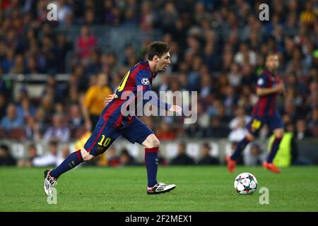 Lionel Messi vom FC Barcelona während des UEFA Champions League Viertelfinales der zweiten Etappe zwischen dem FC Barcelona und Paris Saint Germain am 21. April 2015 im Camp Nou Stadion in Barcelona, Spanien.Foto: Manuel Blondau/AOP.Press/DPPI Stockfoto