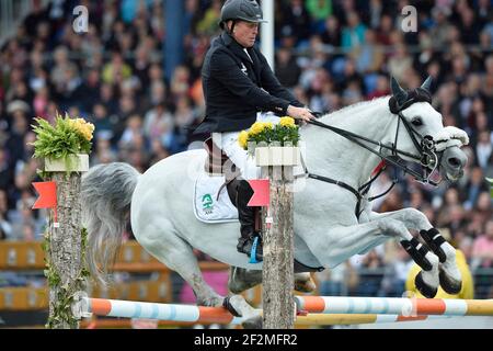 Rolf-Goran Bengtsson von Schweden auf Clarimo Ask beim ROLEX GRAND PRIX des Weltreiterfestivals Aachen 2015 am 31. Mai 2015 in Aachener Soers in Aachen. Foto Christophe Bricot / DPPI Stockfoto