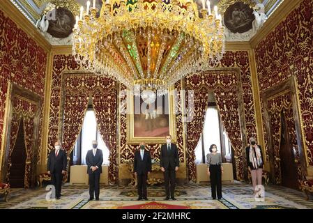 Madrid, Madrid, Spanien. März 2021, 12th. König Felipe VI. Von Spanien, Marcelo Rebelo de Sousa, Präsident von Portugal an einem Treffen im Königspalast am 12. März 2021 in Madrid, Spanien Quelle: Jack Abuin/ZUMA Wire/Alamy Live News Stockfoto