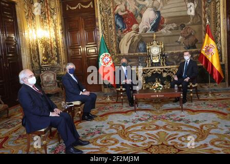 Madrid, Madrid, Spanien. März 2021, 12th. König Felipe VI. Von Spanien, Marcelo Rebelo de Sousa, Präsident von Portugal an einem Treffen im Königspalast am 12. März 2021 in Madrid, Spanien Quelle: Jack Abuin/ZUMA Wire/Alamy Live News Stockfoto