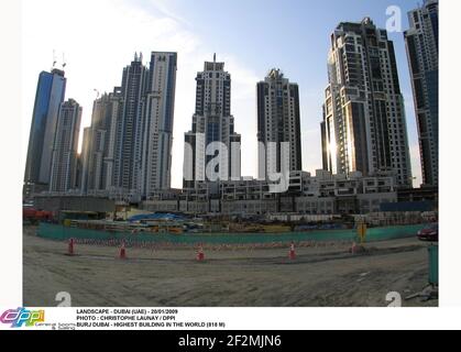 LANDSCHAFT - DUBAI (VAE) - 20/01/2009 FOTO : CHRISTOPHE LAUNAY / DPPI BURJ DUBAI - HÖCHSTES GEBÄUDE DER WELT (818 M) Stockfoto