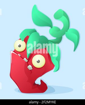 Pfeffer rot Distressed lustige Cartoon Farbe Vektor Illustration, vertikal Stock Vektor