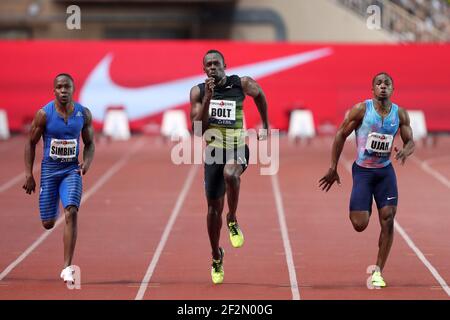 Usain Bolt von Jamaika cruns, um die Männer 100m der IAAF Diamond League, International Athletics Meeting, Herculis Monaco am 17. Juli 2017 im Louis II Stadion in Monaco zu gewinnen - Foto Manuel Blondau / AOP Press / DPPI Stockfoto