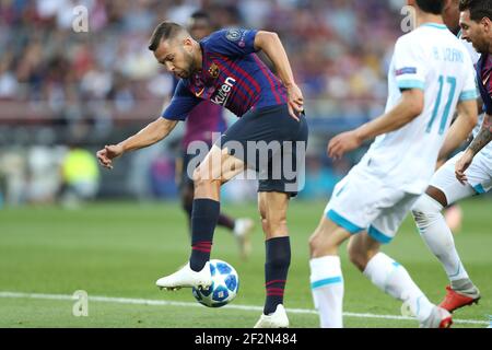 Jordi Alba vom FC Barcelona in Aktion während der UEFA Champions League, Gruppe B Fußballspiel zwischen FC Barcelona und PSV Eindhoven am 18. September 2018 im Camp Nou Stadion in Barcelona, Spanien - Foto Manuel Blondau / AOP Press / DPPI Stockfoto