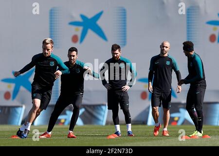 Barcelonas kroatischer Mittelfeldspieler Ivan Rakitic läuft während des Pre Match Trainings und der Pressekonferenz vor dem UEFA Champions League Fußballspiel zwischen dem FC Barcelona und Paris Saint-Germain am 7. März 2017 in Barcelona, Spanien - Foto Benjamin Cremel / DPPI Stockfoto