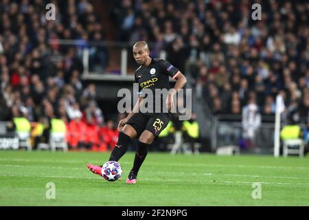 Fernandinho von Manchester City während der UEFA Champions League, Runde von 16, 1st-Bein-Fußballspiel zwischen Real Madrid CF und Manchester City am 26. Februar 2020 in Santiago Bernabeu Stadion in Madrid, Spanien - Foto Manuel Blondau / AOP Press / DPPI Stockfoto