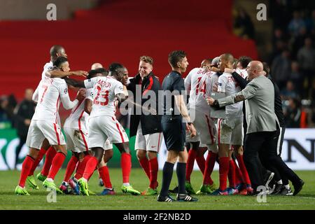 AS Monaco Spieler feiern nach dem UEFA Champions League Fußballspiel zwischen AS Monaco und Manchester City am 15. März 2017 im Louis II Stadion in Monaco - Foto Benjamin Cremel / DPPI Stockfoto