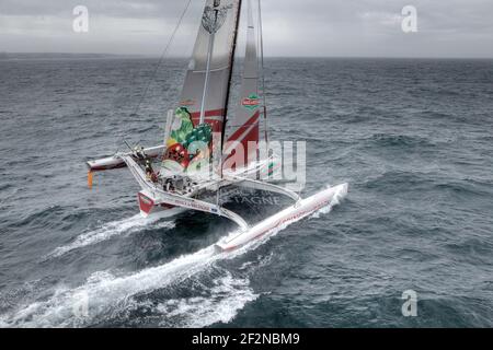 SEGELN - TOUR DE BELLE ILE 2011 - LA TRINITE SUR MER (FRA) - FOTO : CHRISTOPHE LAUNAY / DPPIZweiter Segelevent in Frankreich, in der Anzahl der teilnehmenden Schiffe. PRINCE DE BRETAGNE / SKIPPER : LIONEL LEMONCHOIX Stockfoto