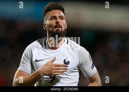 Frankreichs Stürmer Olivier Giroud feiert nach dem Tor während des FIFA WM 2018 Qualifying Fußballspiel, Gruppe A, zwischen Luxemburg und Frankreich am 25. März 2017 im Josy Barthel Stadion in Luxemburg - Foto Benjamin Cremel / DPPI Stockfoto