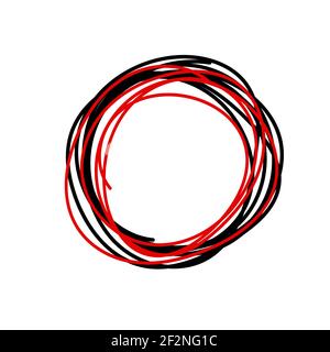 Hand zeichnen Scribble Kreis schwarz und rot Linien Vektor Stock Vektor
