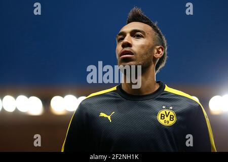 Borussia Dortmunds Stürmer Pierre Emerick Aubameyang läuft beim UEFA Champions League Viertelfinale, 2nd-Bein, Fußballspiel zwischen AS Monaco und Borussia Dortmund am 19. April 2017 im Louis II Stadion in Monaco - Foto Benjamin Cremel / DPPI Stockfoto