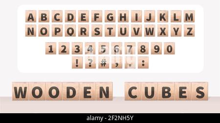 Kinder Holzwürfel mit dem Alphabet Stock Vektor