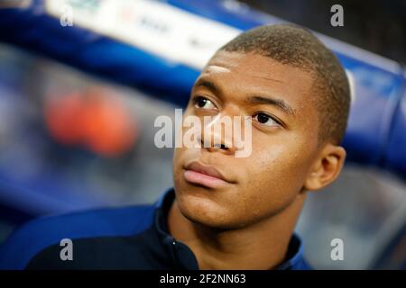 Frankreichs Stürmer Kylian Mbappe reagiert während der FIFA Weltmeisterschaft Russland 2018, Qualifying Group EIN Fußballspiel zwischen Frankreich und den Niederlanden am 31. August 2017 im Stade de France in Saint-Denis, nördlich von Paris, Frankreich - Foto Benjamin Cremel / DPPI Stockfoto