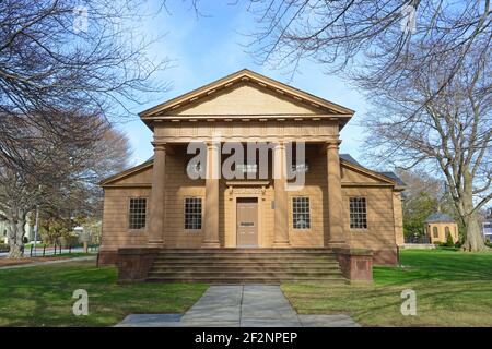 Redwood Library und Athenaeum an der 50 Bellevue Avenue in Newport, Rhode Island RI, USA. Stockfoto