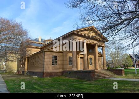 Redwood Library und Athenaeum an der 50 Bellevue Avenue in Newport, Rhode Island RI, USA. Stockfoto