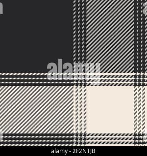 Karo Muster nahtlose Vektor-Illustration. Karoplaid in Schwarz und Elfenbein für modisches Textil-Design. Stock Vektor
