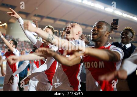 AS Monaco Spieler feiern nach dem UEFA Champions League Fußballspiel zwischen AS Monaco und Manchester City am 15. März 2017 im Louis II Stadion in Monaco - Foto Benjamin Cremel / DPPI Stockfoto