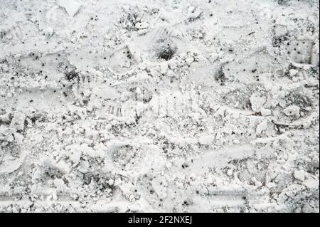 Drucke im Schnee auf dem Boden Stockfoto