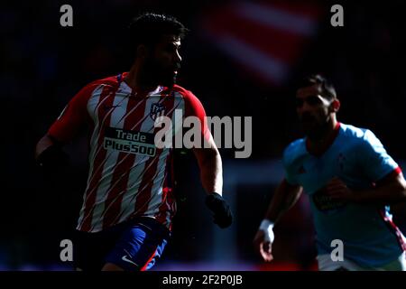 Atletico Madrids spanischer Stürmer Diego Costa läuft während des Fußballspiels der spanischen Meisterschaft Liga zwischen Atletico de Madrid und RC Celta am 11. März 2018 im Wanda Metropolitano Stadion in Madrid, Spanien - Foto Benjamin Cremel / DPPI Stockfoto