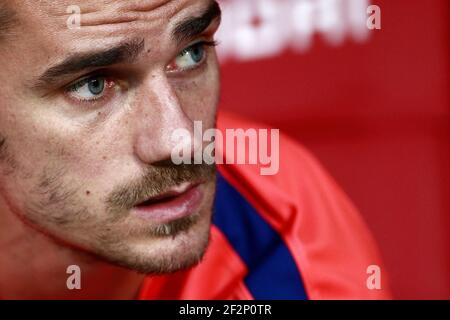 Atletico Madrids französischer Stürmer Antoine Griezmann zeigt sich am 2018. August 2018 im Wanda Metropolitano in Madrid beim internationalen Champions-Cup 11 zwischen Atletico Madrid und Inter Mailand - Bild von Benjamin Cremel / DPPI Stockfoto