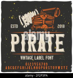 Vintage-Label-Schrift namens Pirate Stock Vektor