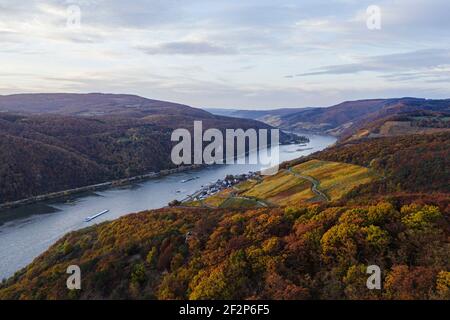 Spaziergang zur Burgruine Rossel im Rheingau Stockfoto