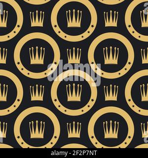 Goldene Krone Nahtloses Muster. Luxus Hintergrund golden vintage, Vektor-Illustration Stock Vektor