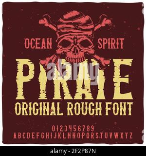 Vintage-Label-Schrift namens Pirate Stock Vektor