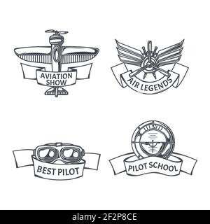 Zeichnungssatz der Pilotensymbole Stock Vektor