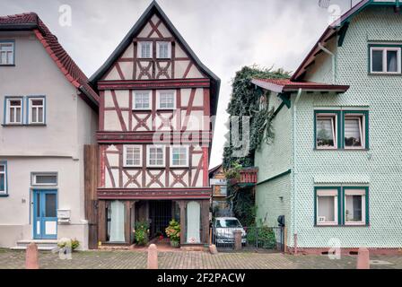 Hausansicht, Fachwerkhaus, historische Altstadt, Altstadt Salmünster, Bad Soden-Salmünster, Kinzigtal, Hessen, Deutschland, Europa Stockfoto