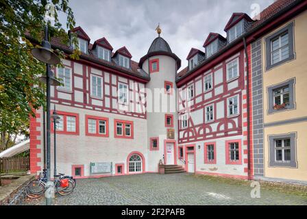 Schleifrashof, Adelssitz, Herrenhaus, Hausansicht, Altstadt Salmünster, Bad Soden-Salmünster, Kinzigtal, Hessen, Deutschland, Europa Stockfoto