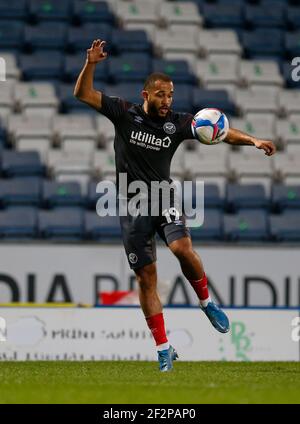 Ewood Park, Blackburn, Lancashire, Großbritannien. März 2021, 12th. English Football League Championship Football, Blackburn Rovers versus Brentford; Bryan Mbeumo of Brentford Kredit: Action Plus Sports/Alamy Live News Stockfoto