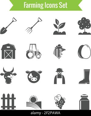 Symbole für Ernte und Landwirtschaft Landwirtschaft setzen auf weißem Hintergrund isoliert-Vektor-illustration Stock Vektor
