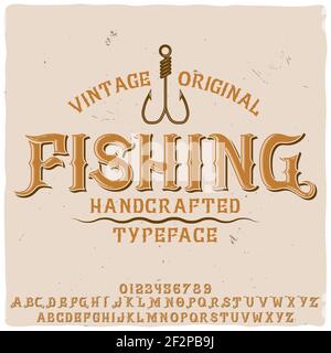 Original-Etikett mit dem Namen 'Angeln'. Gute handgefertigte Schrift für jedes Label-Design. Stock Vektor