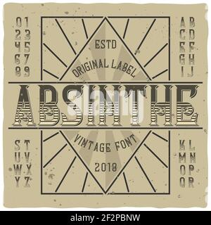 Vintage Label-Schrift namens 'Absinthe'. Gute Vintage-Schrift für jedes Alkohol-Label-Design Stock Vektor