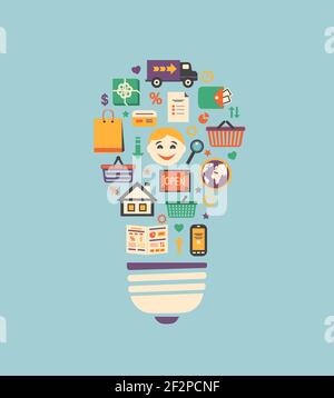 Online-shopping-Innovation-Idee in flachen Stil-Vektor-illustration Stock Vektor