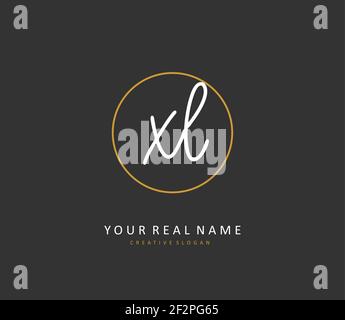 XL-Initialschrift und Signature-Logo. Ein Konzept handschriftlich Initiallogo mit Template-Element. Stock Vektor