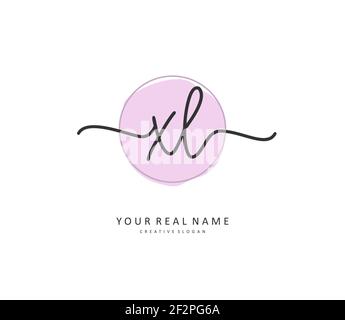 XL-Initialschrift und Signature-Logo. Ein Konzept handschriftlich Initiallogo mit Template-Element. Stock Vektor