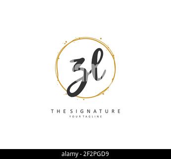 ZL Anfangsbuchstabenhandschrift und Signaturlogo. Ein Konzept handschriftlich Initiallogo mit Template-Element. Stock Vektor