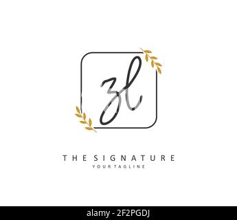 ZL Anfangsbuchstabenhandschrift und Signaturlogo. Ein Konzept handschriftlich Initiallogo mit Template-Element. Stock Vektor