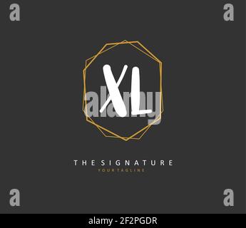 XL-Initialschrift und Signature-Logo. Ein Konzept handschriftlich Initiallogo mit Template-Element. Stock Vektor